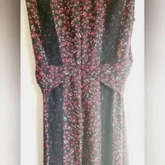 Thakoon Collective Paisley Tie Front Midi Dress Black and Red Floral - Picture 10 of 12